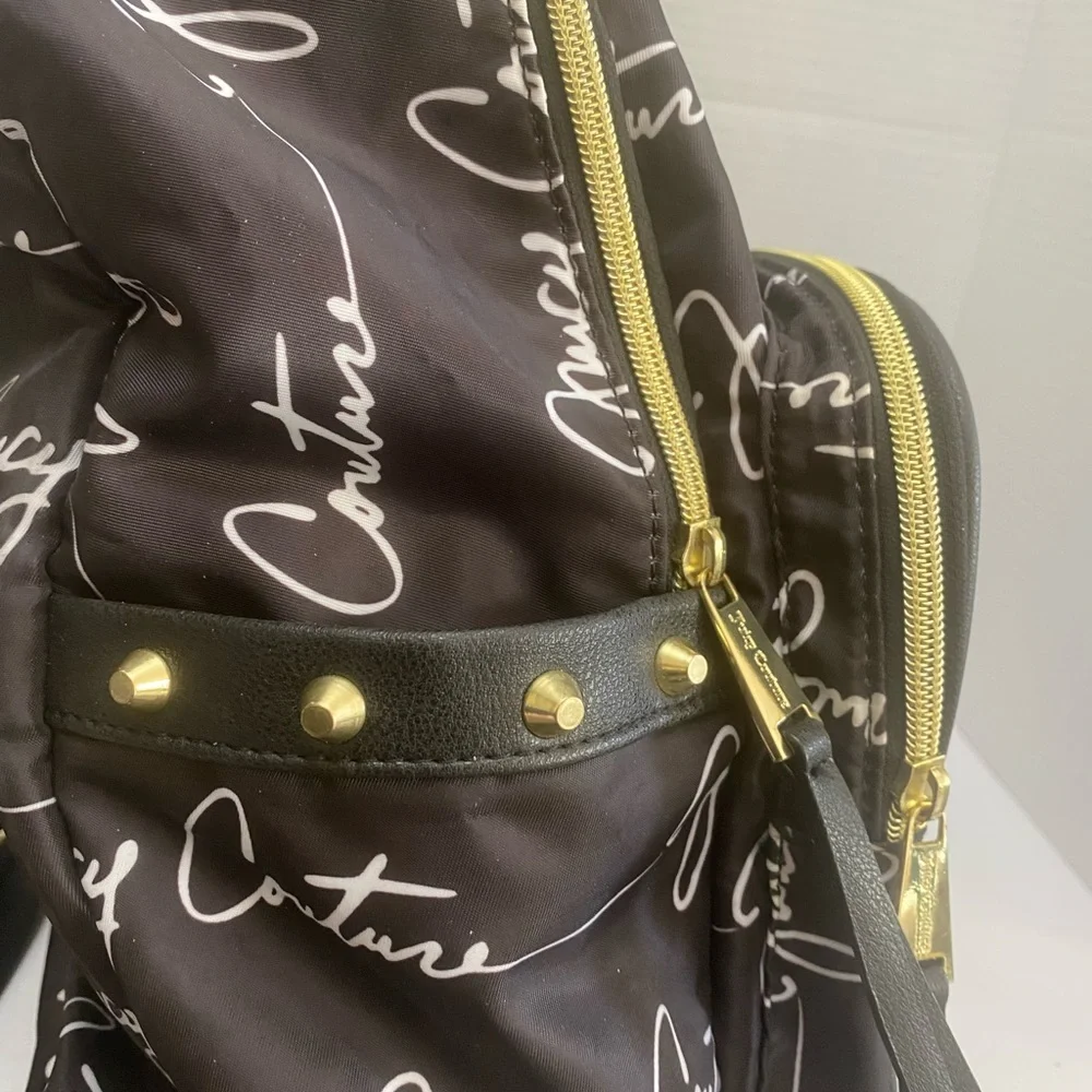 Juicy Couture Black and Red Backpack with Gold Accents